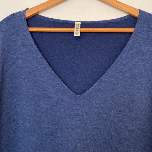 Grecerelle Blue Heather Knit Long Sleeved V-Neck Sweater 2XL - Picture 2 of 10